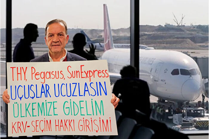 Avrupalı Türkler'den uçak bileti fiyatlarına tepki pankartlı protestoyu doğurdu