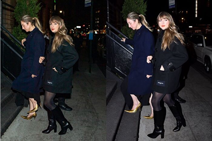Taylor Swift ve Este Haim, New York'taki lüks restoran Chez Margaux'ya girerken görüntülendi