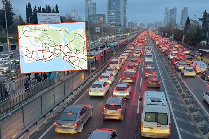 İstanbul'da akşam saatlerinde trafik yoğunluğu yüzde 90'a çıktı