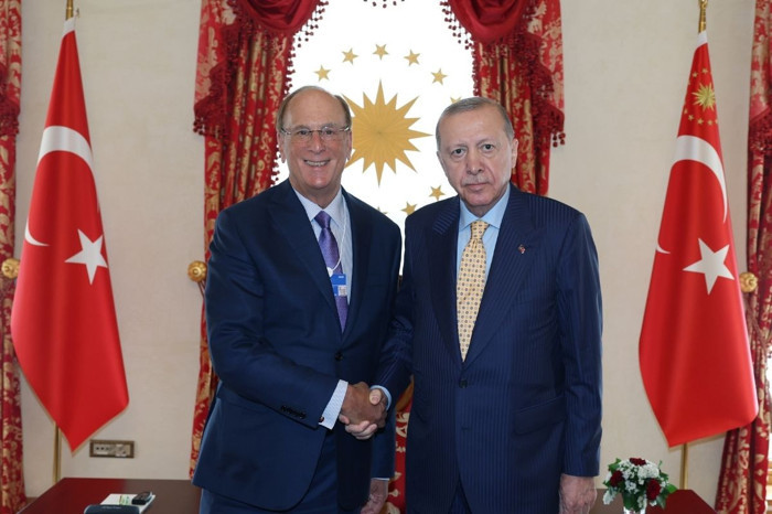 Cumhurbaşkanı Erdoğan, 14 trilyon dolarlık varlığa sahip olan BlackRock'ın başkanı Larry Fink ile Dolmabahçe Ofisi'nde görüştü
