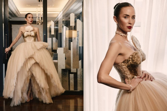 Emily Blunt, Schiaparelli tasarımı elbisesi ve mücevherleriyle göz kamaştırdı