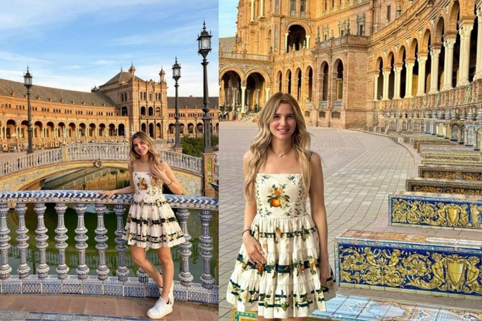 Pınar Sabancı'dan portakal kokulu şehir Sevilla'da portakallı elbise