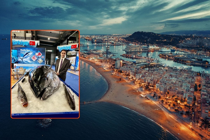 Dünyanın en büyük su ürünleri fuarında 300 kilogramlık orkinos Türkiye’nin reklamını yaptı