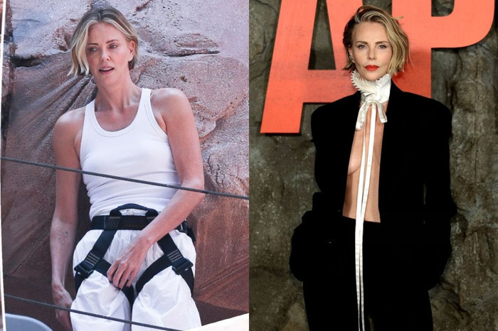 Charlize Theron, yeni filminin tanıtımı için Times Meydanı'ndaki bir 'billboard'a tırmandı