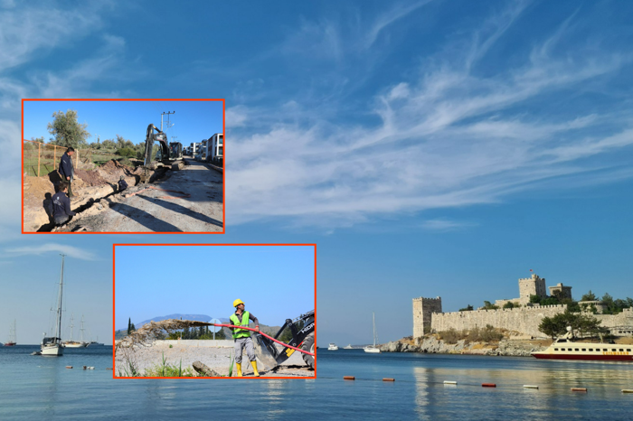 Bodrum bayrama susuz giriyor, peş peşe patlayan su boruları denizin rengini kahverengiye çevirdi