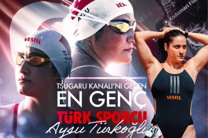 Milli yüzücü Aysu Türkoğlu, dünyanın en zorlu parkurlarından Tsugaru Kanalı'nı başarıyla geçti