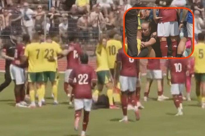 Futbolcuların arasında kalan kadın hakem Mathilde Demoncay beyin sarsıntısı geçirdi
