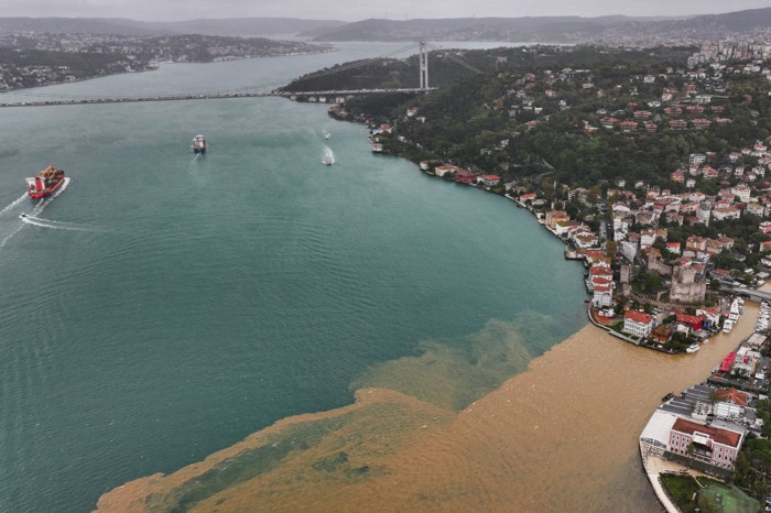 İstanbul Boğazı'nın kıyı kesimlerinde denizin rengi kahverengiye döndü