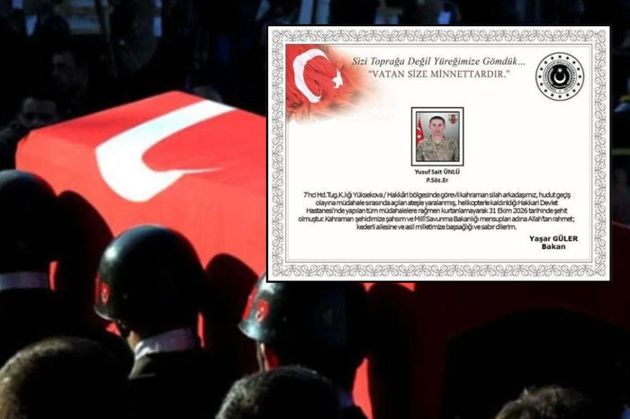 Milli Savunma Bakanlığı, Hakkari sınırında Piyade Sözleşmeli Er Yusuf Sait Ünlü'nün şehit olduğunu açıkladı
