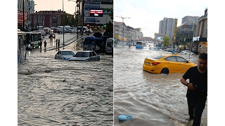 Ankara'da sağanak etkili oldu, araçlar sürüklendi