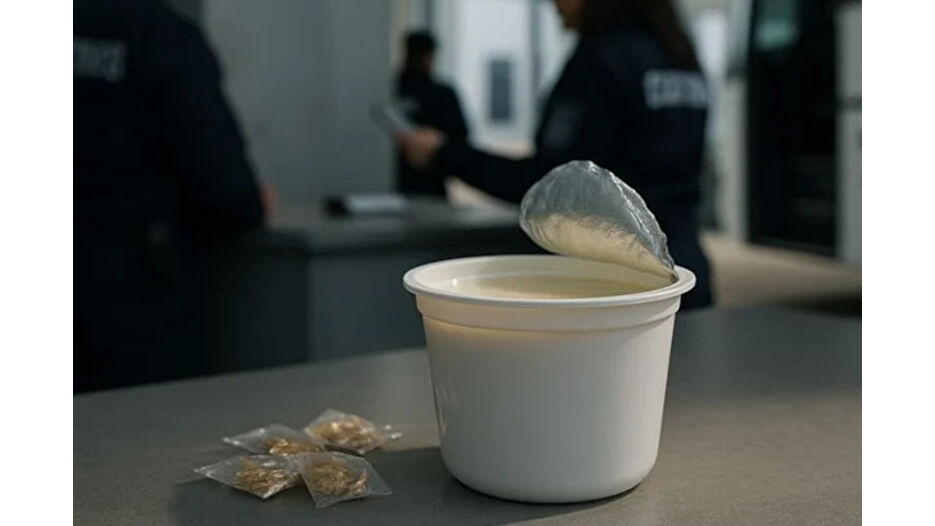 Sınırda yoğurt kabından altın çıktı