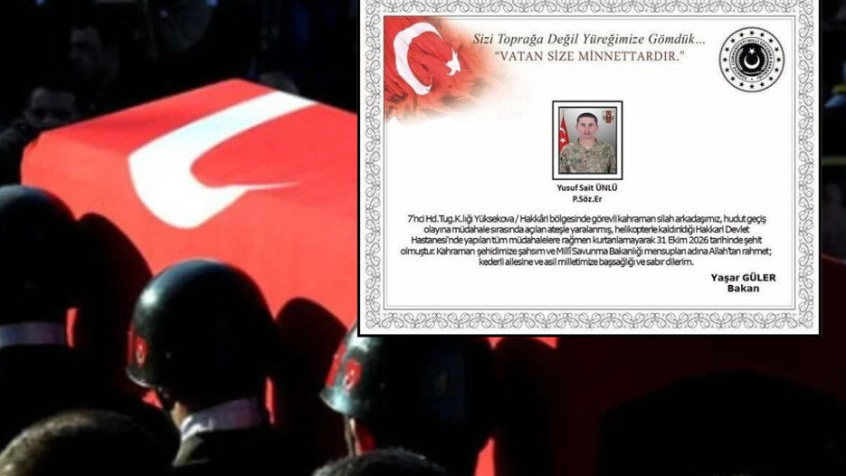 Hakkâri sınırından şehit haberi