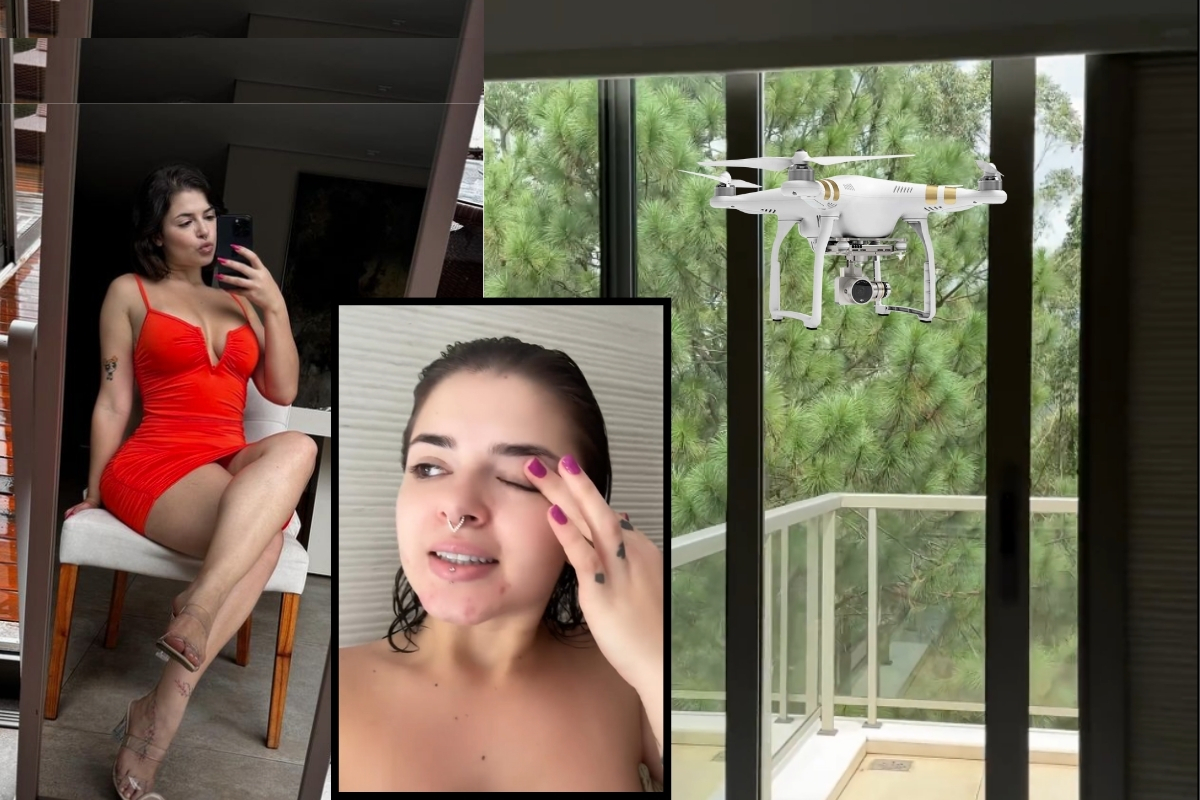 Brezilyalı model Kerolay Chaves, banyosunun dron ile izlendiğini görüntüledi