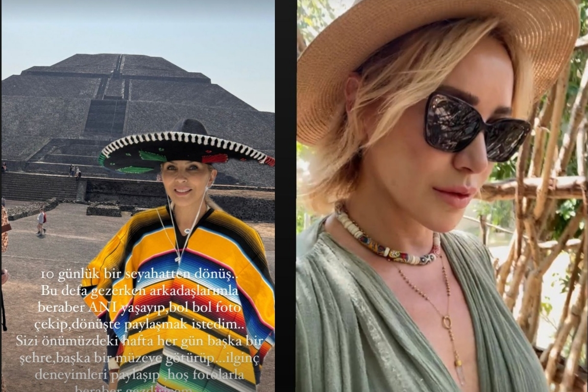 Arzu Sabancı'nın pançolu sombrero şapkalı Meksika pozu