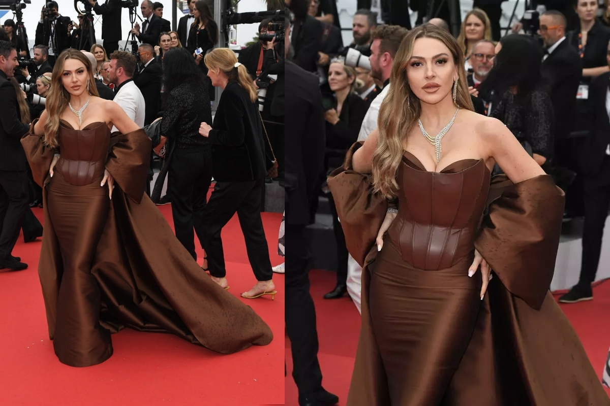 Hadise Türk kahvesi rengiyle kırmızı halıda
