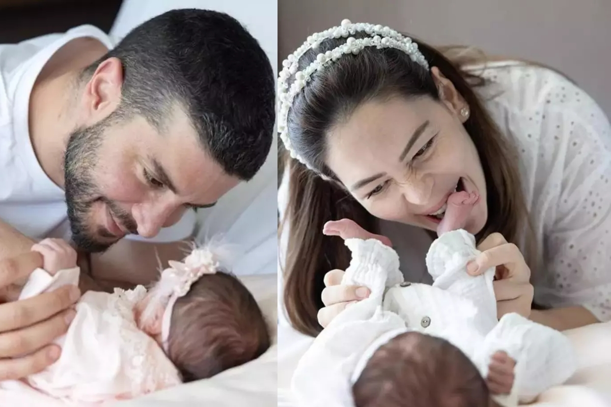 Yıldız Çağrı Atiksoy ve Berk Oktay çifti bebekleriyle ilk pozlarını paylaştı