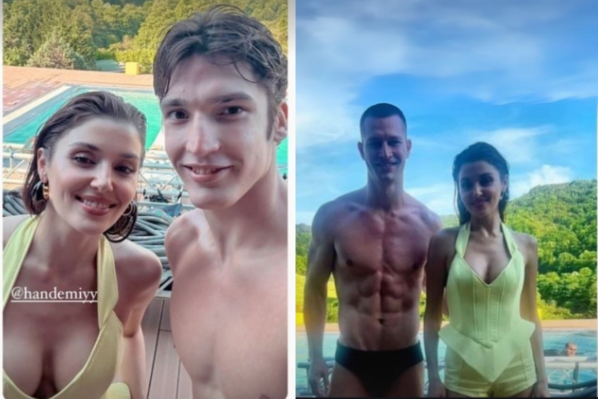 Hande Erçel'in çekim arkadaşlarıyla yeni pozları