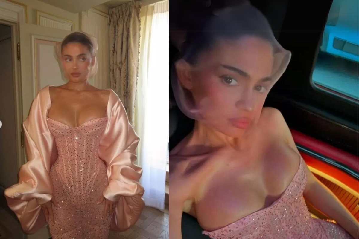Kylie Jenner kafasını tülle kapladı