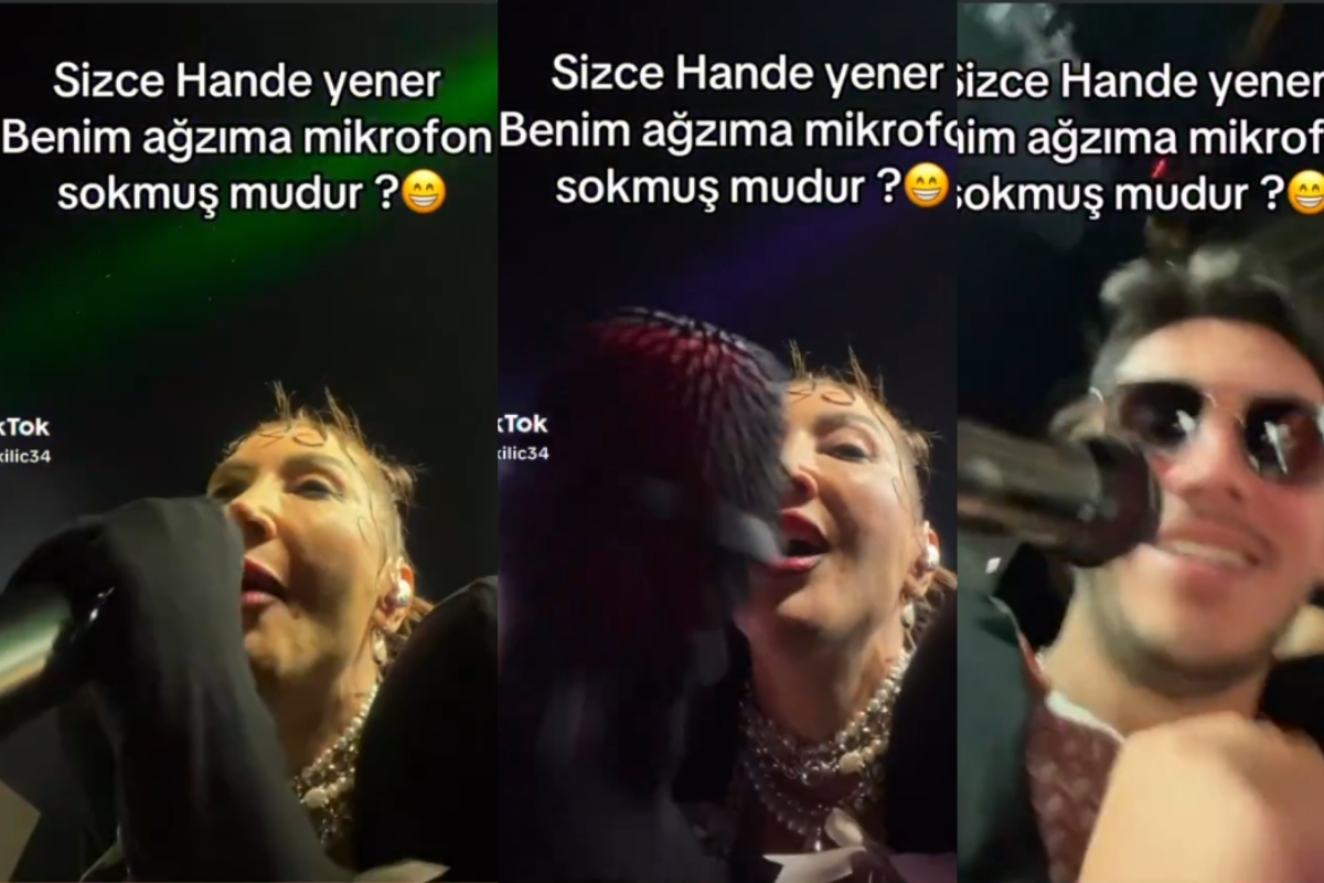 Hande Yener'den dibinden çekim yapan dinleyicisine mikrofon sürprizi