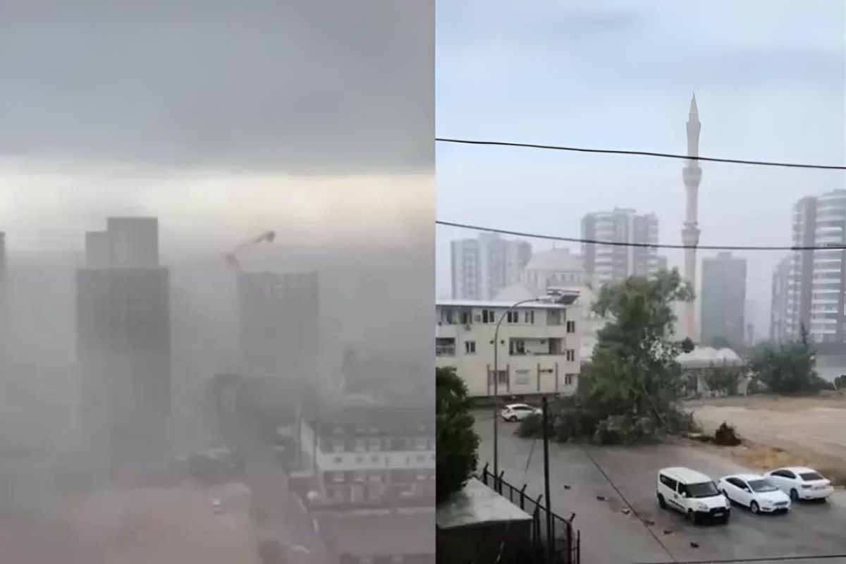 Adana'da çıkan kuvvetli fırtına hayatı felç etti