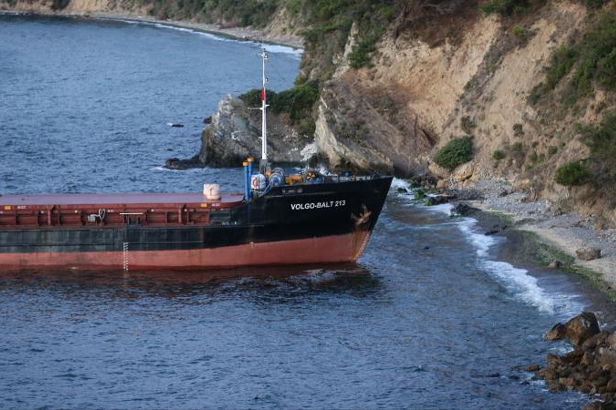 Mudanya’da kargo gemisi karaya oturdu