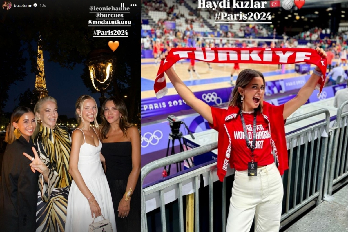 Buse Terim dostlarıyla Paris'te Filenin Sultanları'nın maçını izledi