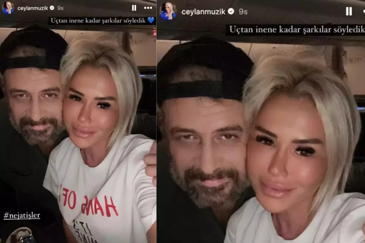 Ceylan uçakta rastladığı Nejat İşler'le selfie çekti