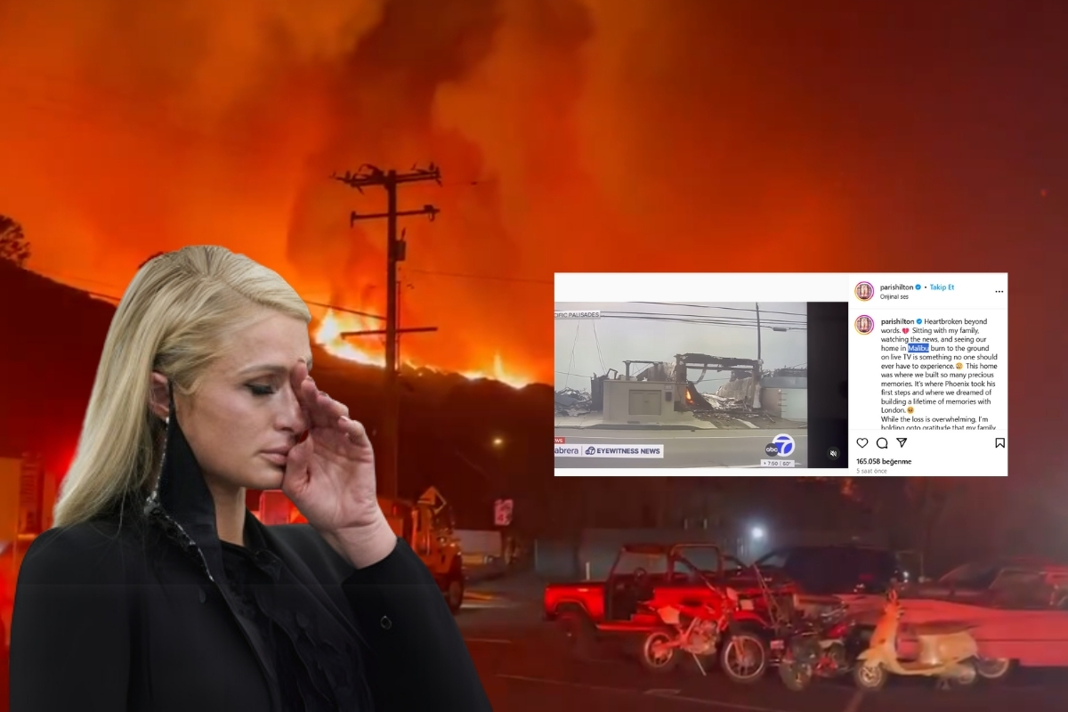 Dünyaca ünlü isim Paris Hilton Los Angeles'taki evinin yandığını canlı yayında izledi