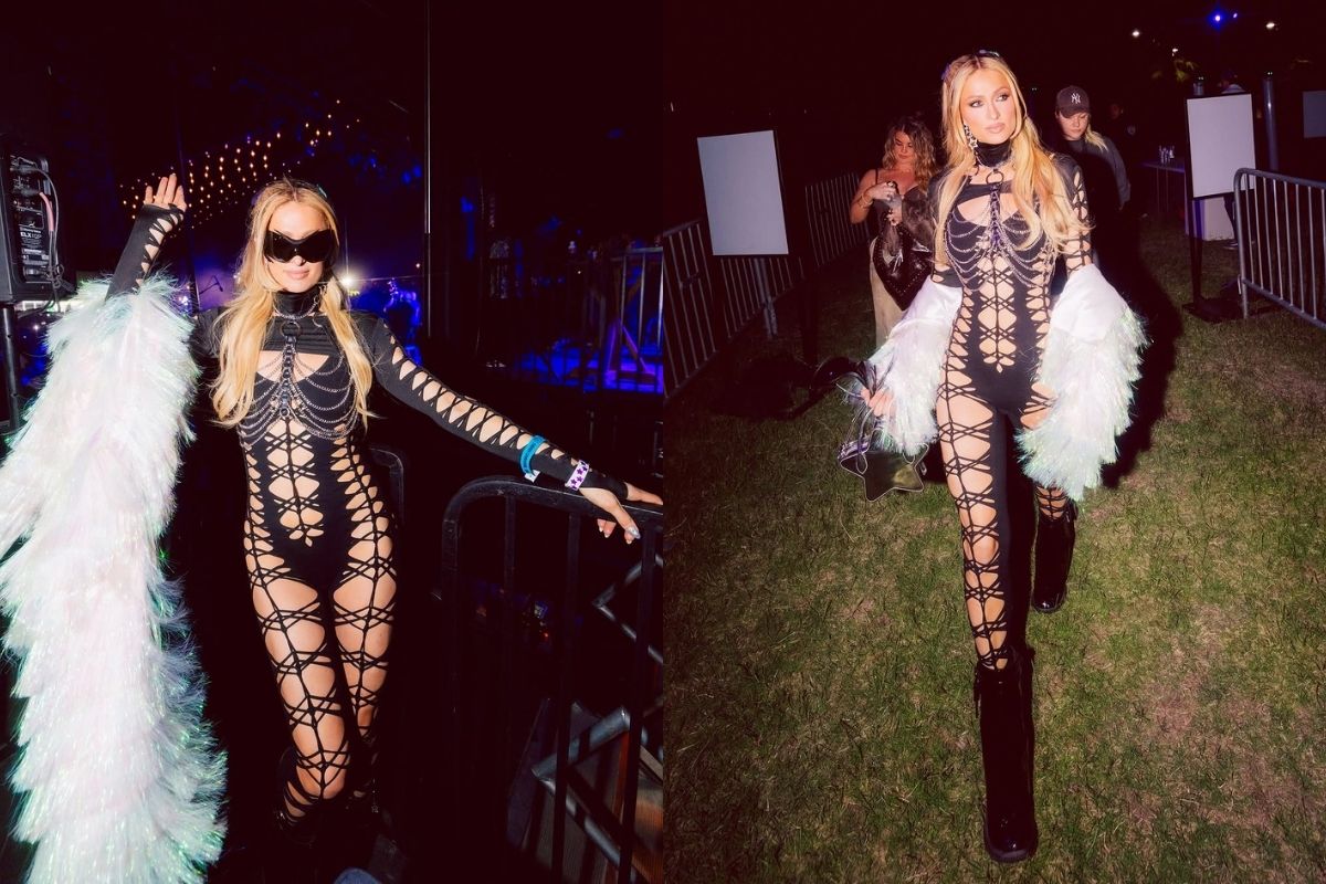 Paris Hilton, Neon Karnavalı'nda cesur kıyafetiyle dikkat çekti