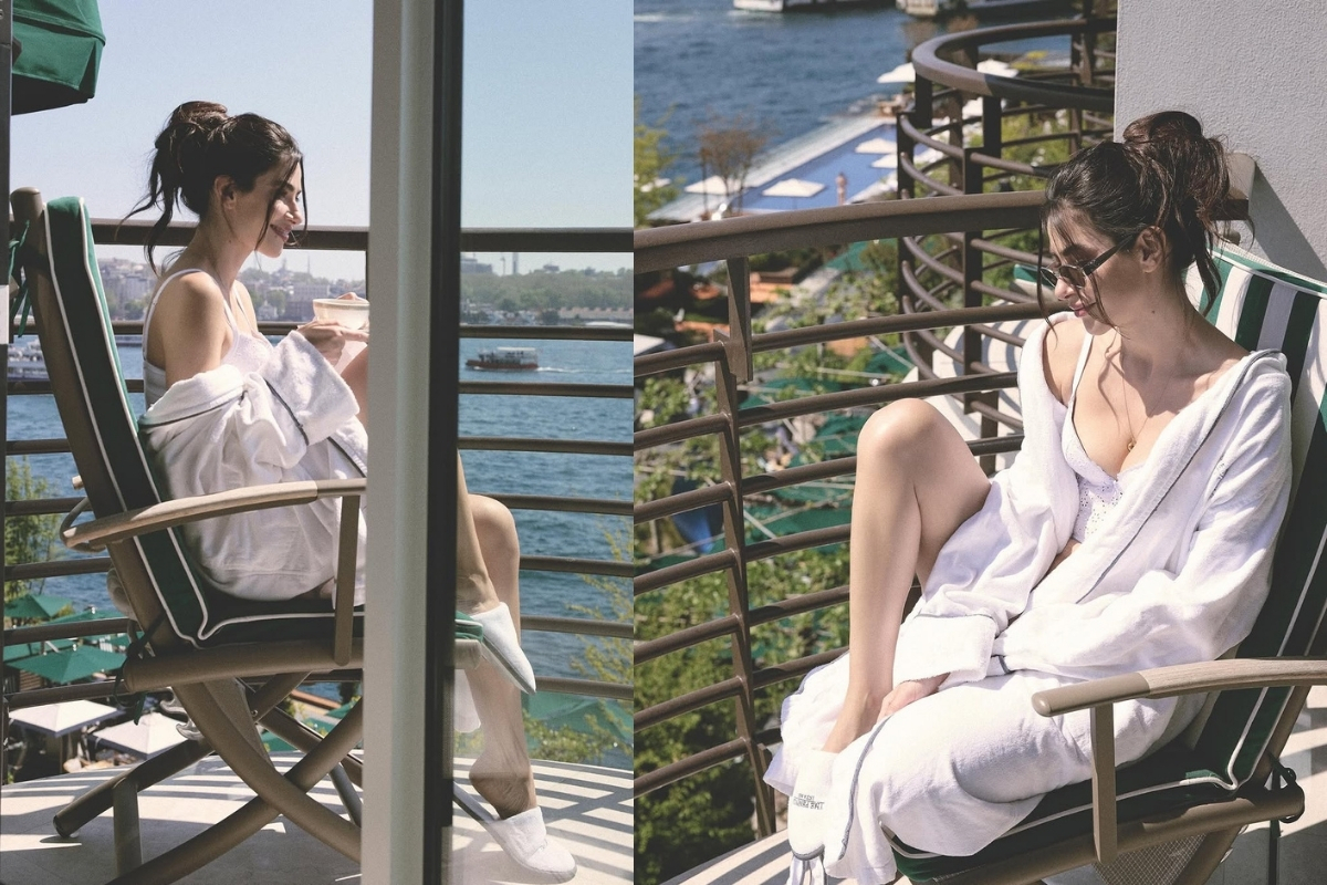 Nesrin Cavadzade'den bornozlu balkon pozları