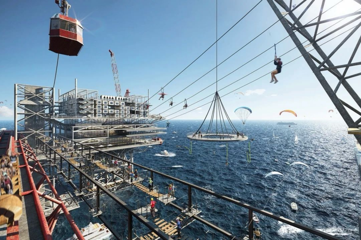 Terk edilmiş petrol platformu üzerine kurulan dünyanın ilk açık deniz adrenalin ve macera merkezi The RIG, Suudi Arabistan'da açılıyor