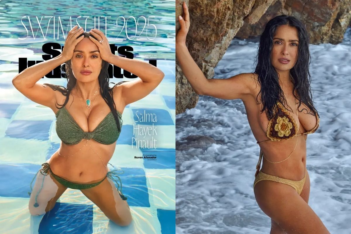 58 yaşındaki Salma Hayek, bir dergi kapağı için bikiniyle poz verdi