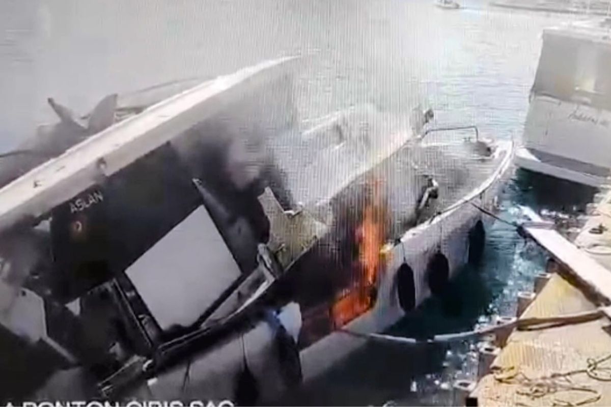 Bodrum Marina'daki patlama anı güvenlik kameralarına yansıdı
