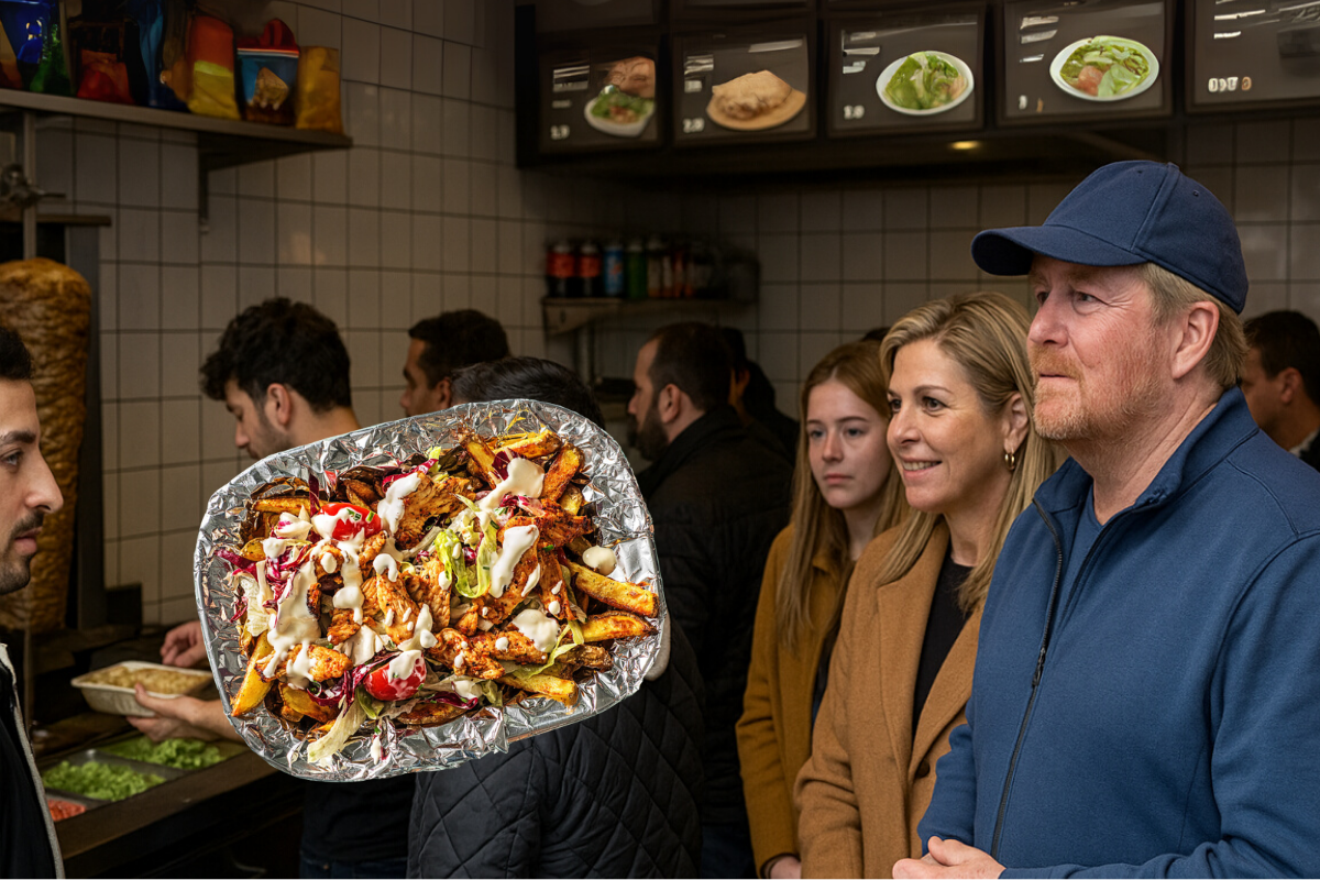 Hollanda Kralı Willem-Alexander, Rotterdam’da kapsalon yemek için bir Türk dönercide sıraya girdi