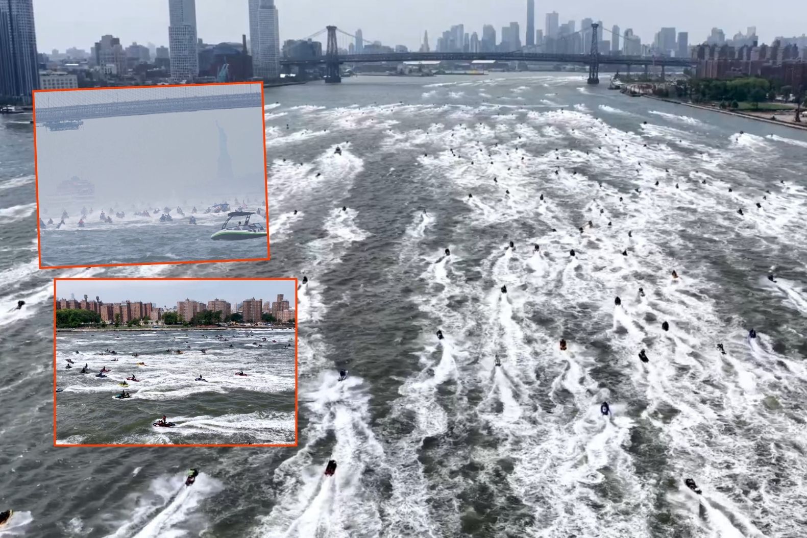 New York'ta düzenlenen etkinliğe yüzlerce jet ski sporcusu katıldı