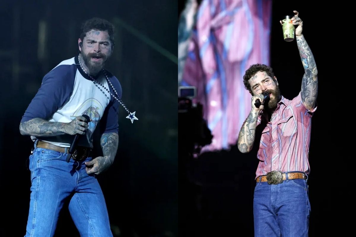 Post Malone, hayranıyla kadeh tokuştururken sahneden düştü