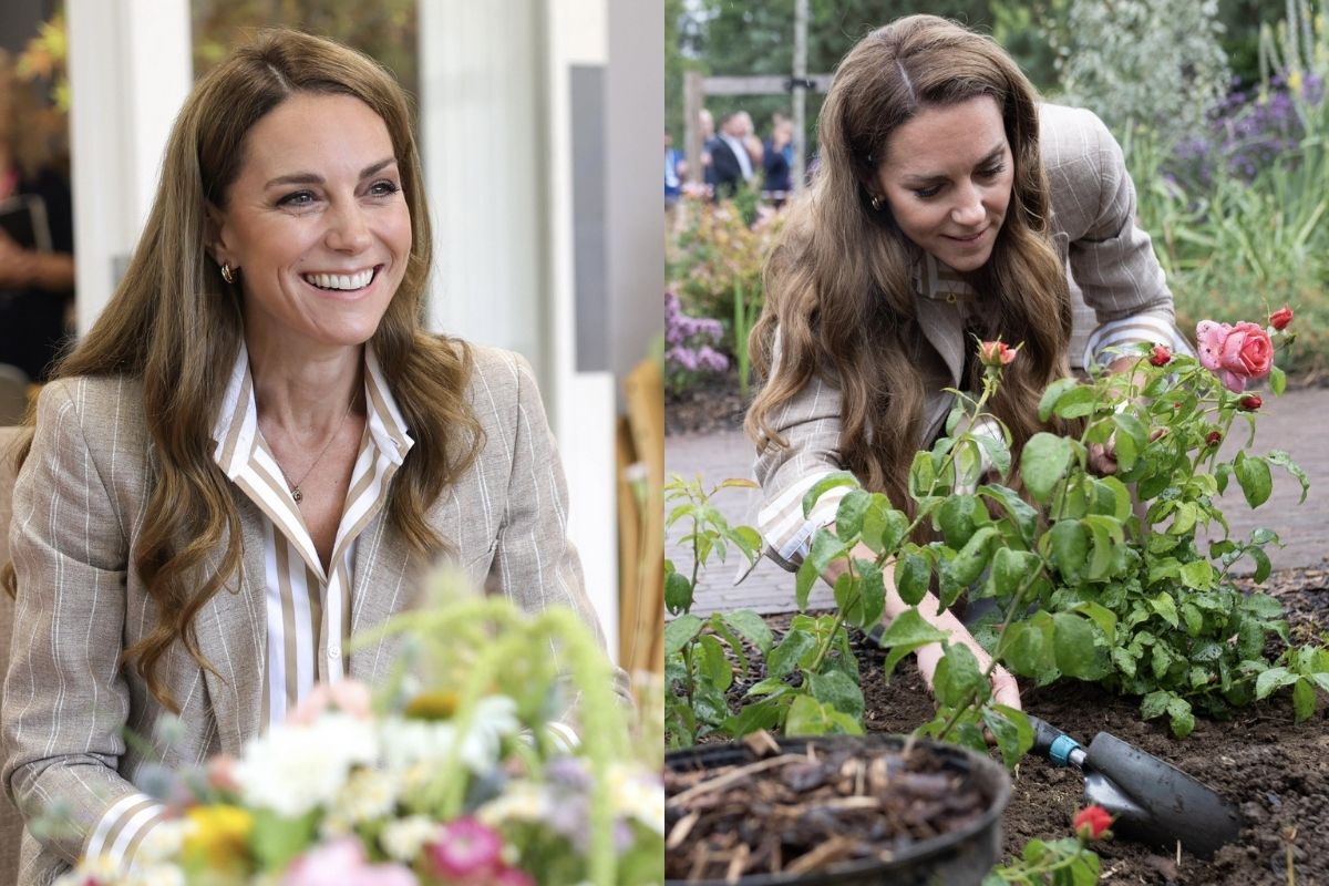 Kate Middleton hastane bahçesi ziyaretinde gül dikti