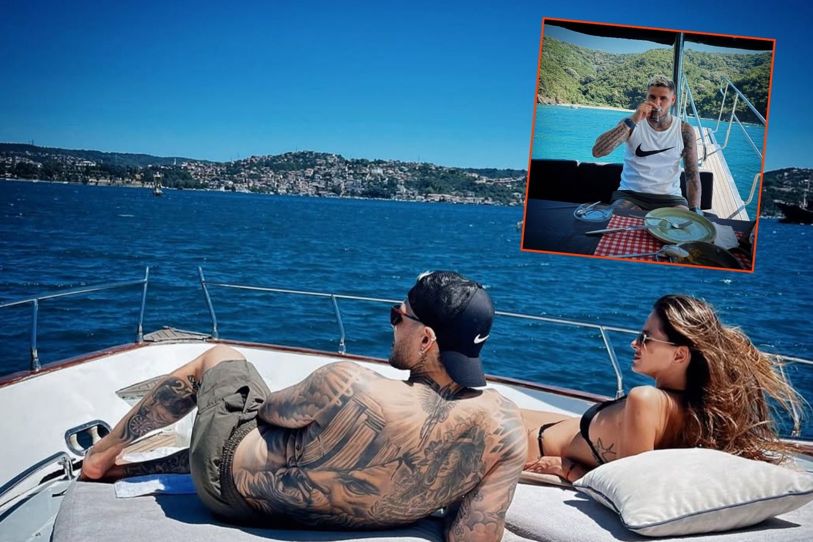 Yıldız futbolcu Mauro Icardi ve sevgilisi China Suarez, Boğaziçi'nde tekne keyfi yaptı
