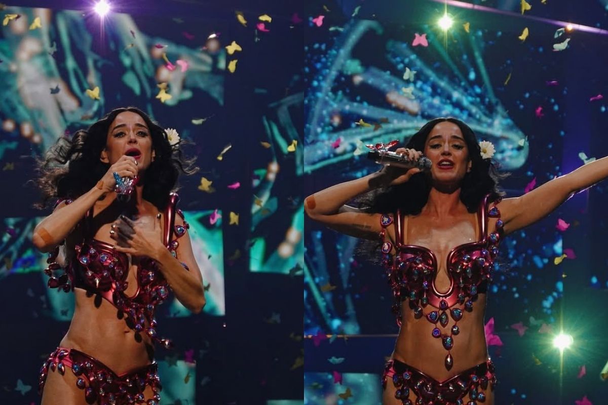 Katy Perry'nin konseri sırasında kelebek pervanesi aniden düştü