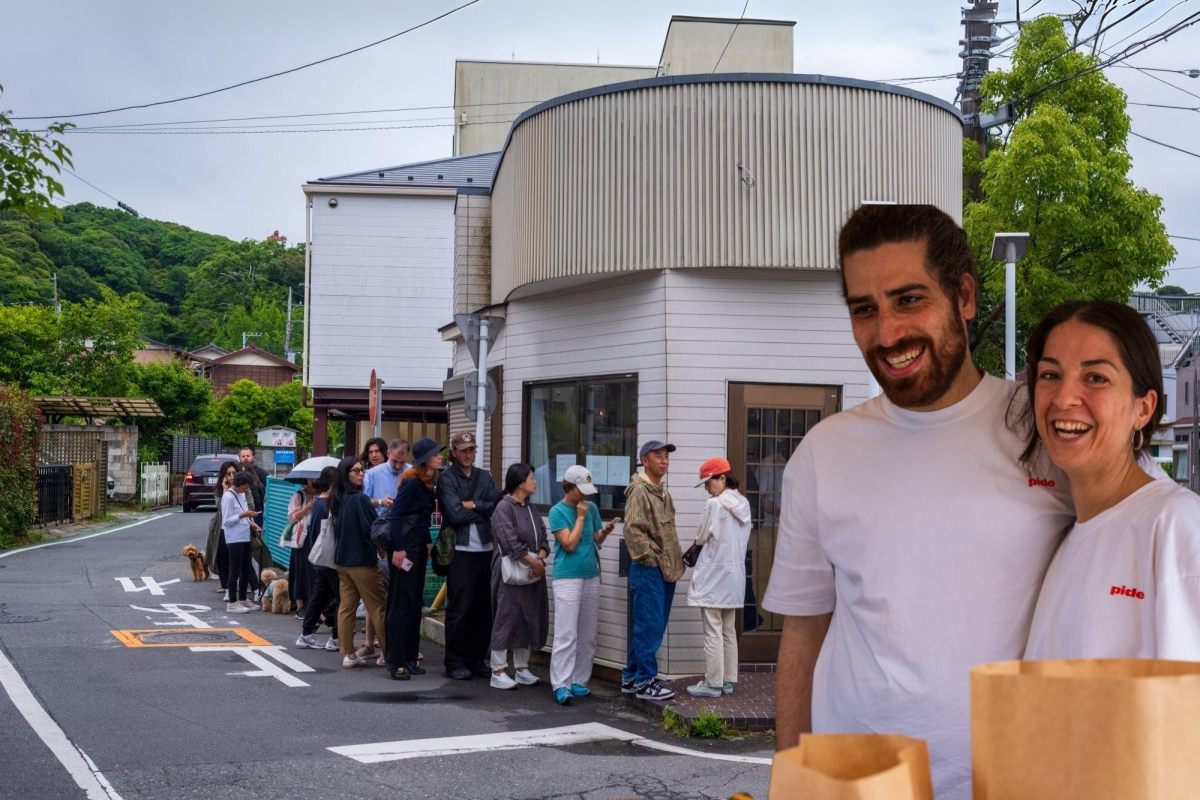 Japonya'da iki Türk çiftin eski polis kontrol noktasını dönüştürerek açtığı Pide isimli mekanda uzun sıralar oluşuyor