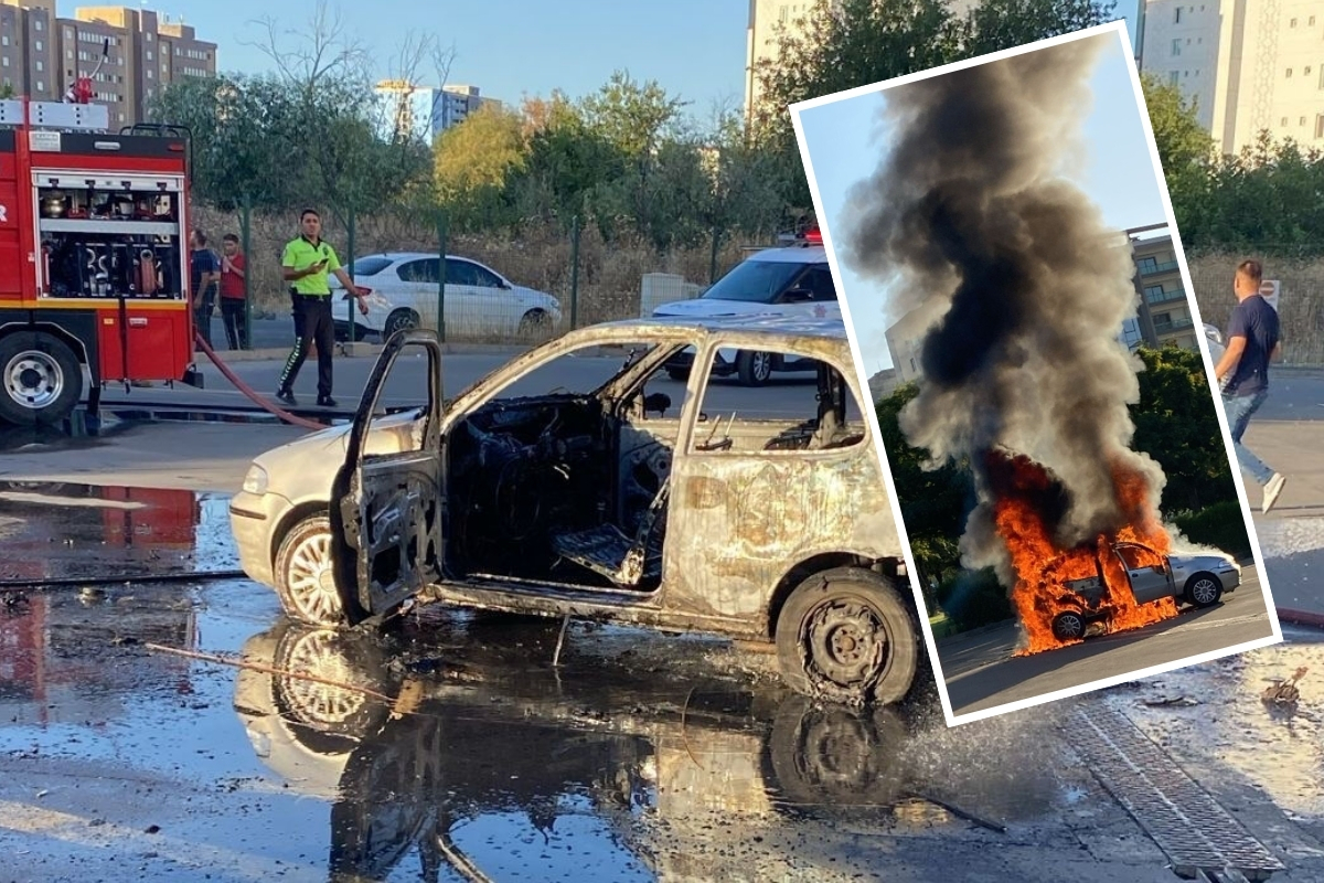 Muayeneden geçemeyen aracını istasyon önünde ateşe verdi