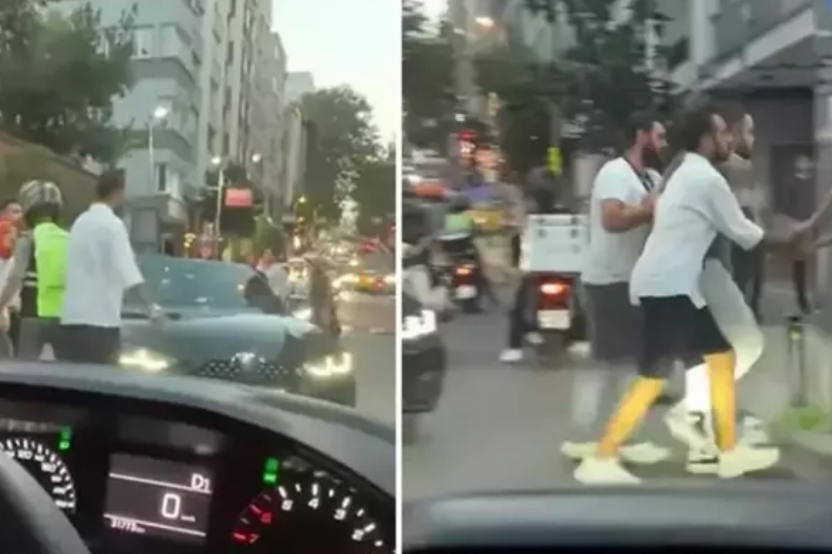 Nişantaşı'nda trafikte yol verme tartışması kanlı bitti: sopalı kavga cep telefonu kamerasına yansıdı