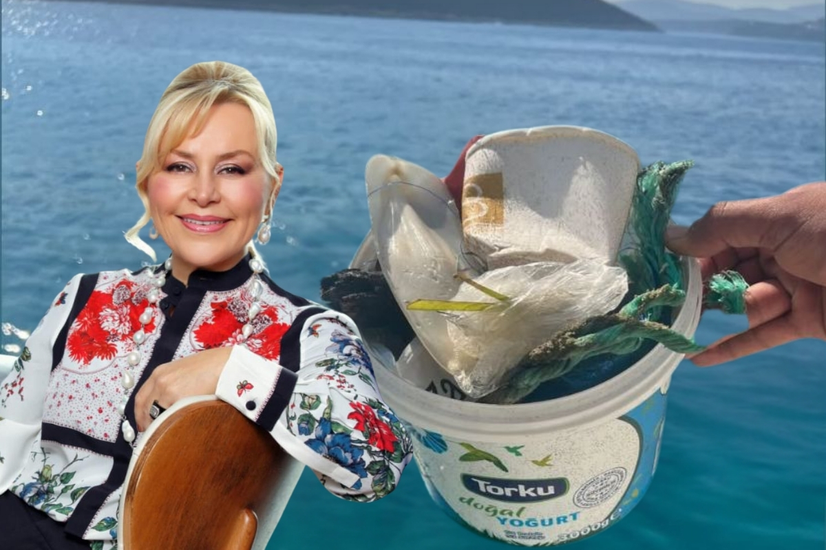 Demet Sabancı çöpleri topladı, deniz kirliliğine dikkat çekti