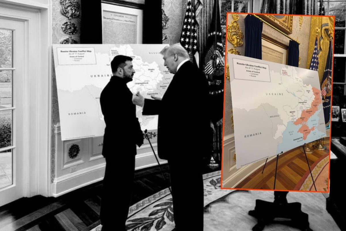 ABD Başkanı Trump Oval Ofis'te ağırladığı Ukrayna lideri Zelenski'ye, 'vazgeçmesi gereken' Rusya kontrolündeki toprakları bir haritayla gösterdi!