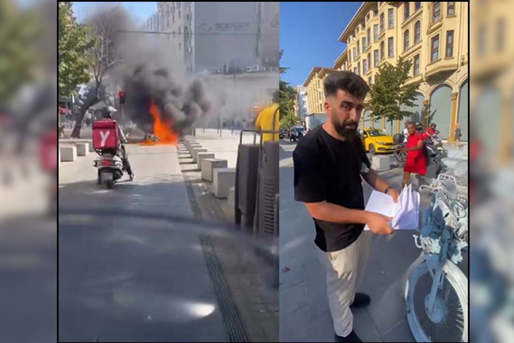Trafik cezası alan sürücü sinirlenince motosikletini yaktı