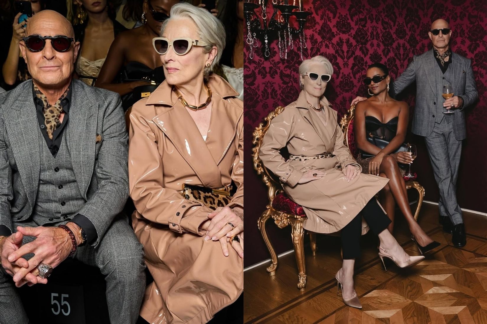 Miranda Priestly, film çekimi için Milano'da Dolce Gabbana defilesine sürpriz  bir giriş yaptı