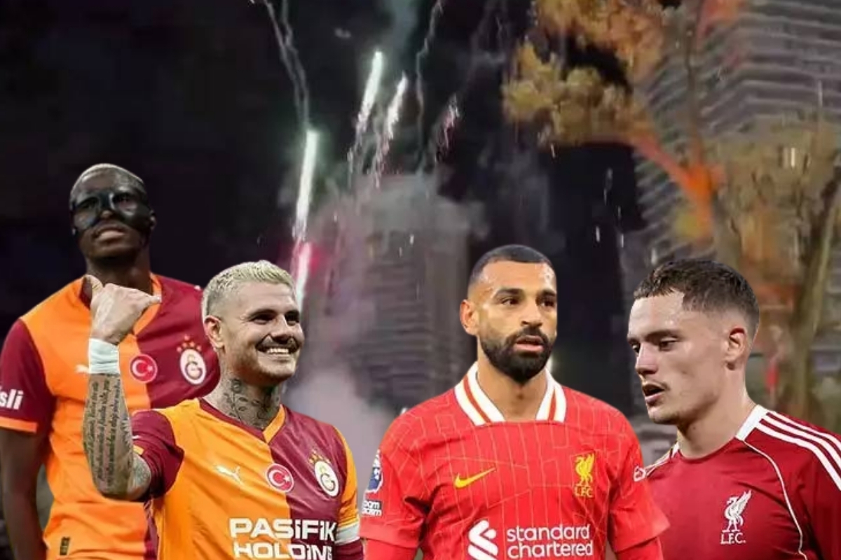 Galatasaraylı taraftarlar, Liverpool kafilesinin kaldığı otelin önünde gece boyunca havai fişek patlatarak rakibi uyutmadı