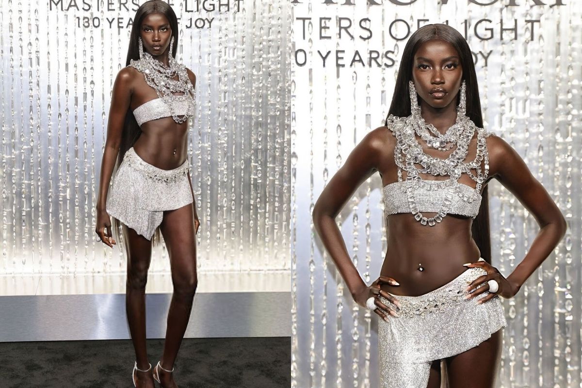 Model Anok Yai kristal taşlar içinde ışıltı saçtı