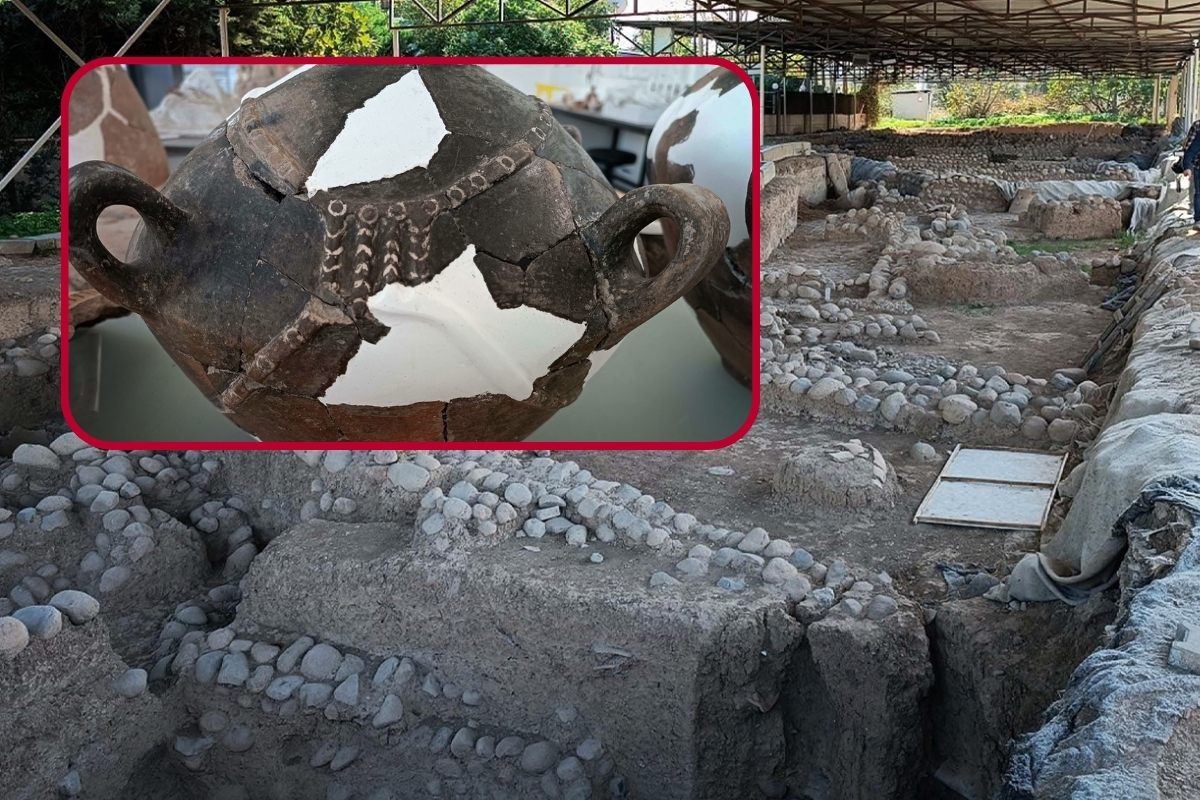 İzmir Yassıtepe Höyüğü’nde 5 bin yıl öncesine ait gerdanlık kabartmalı özel kaplar gün yüzüne çıkarıldı