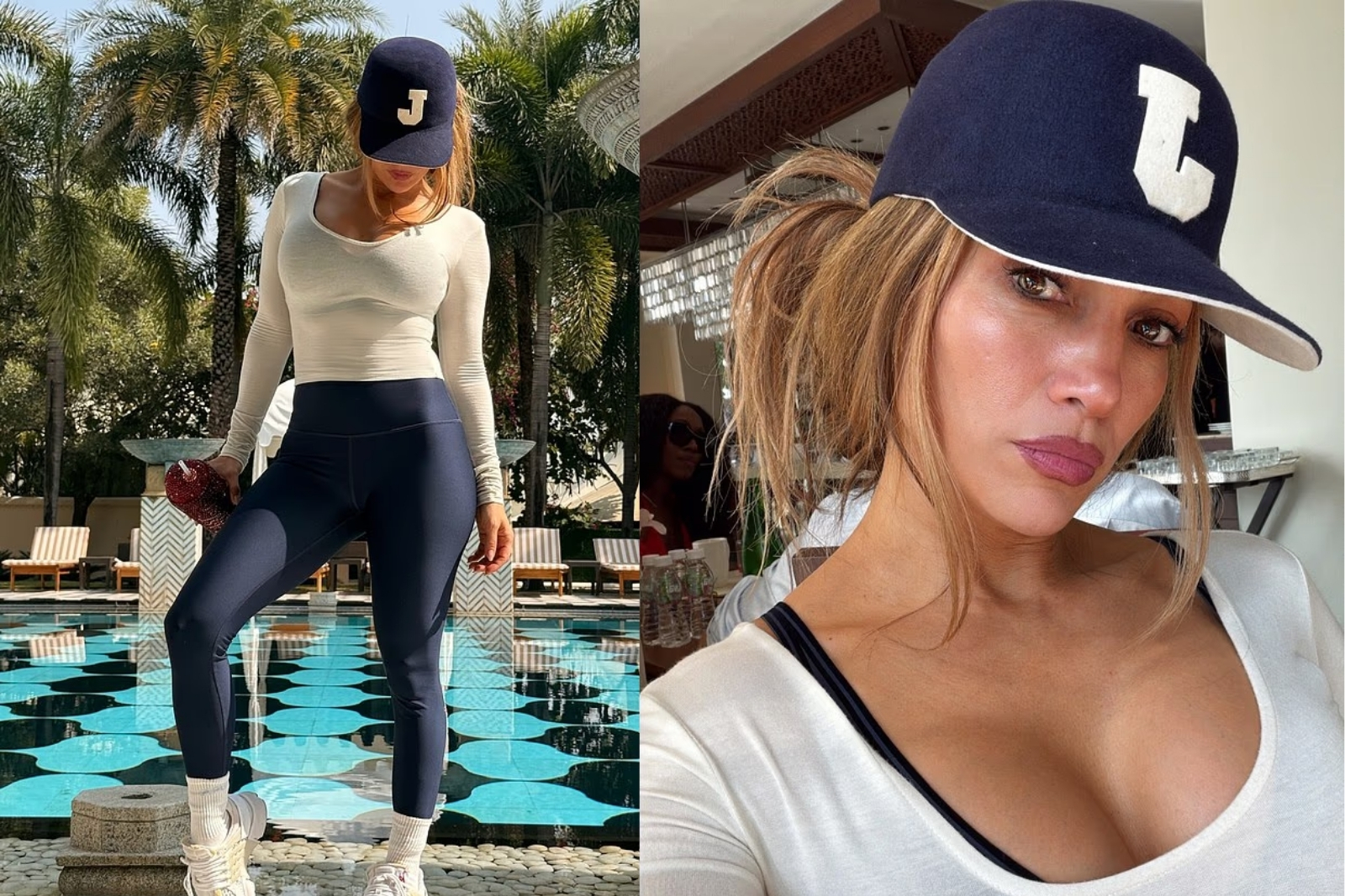 Sabah sporuna çıkan Jennifer Lopez'in ışıltısı dikkat çekti